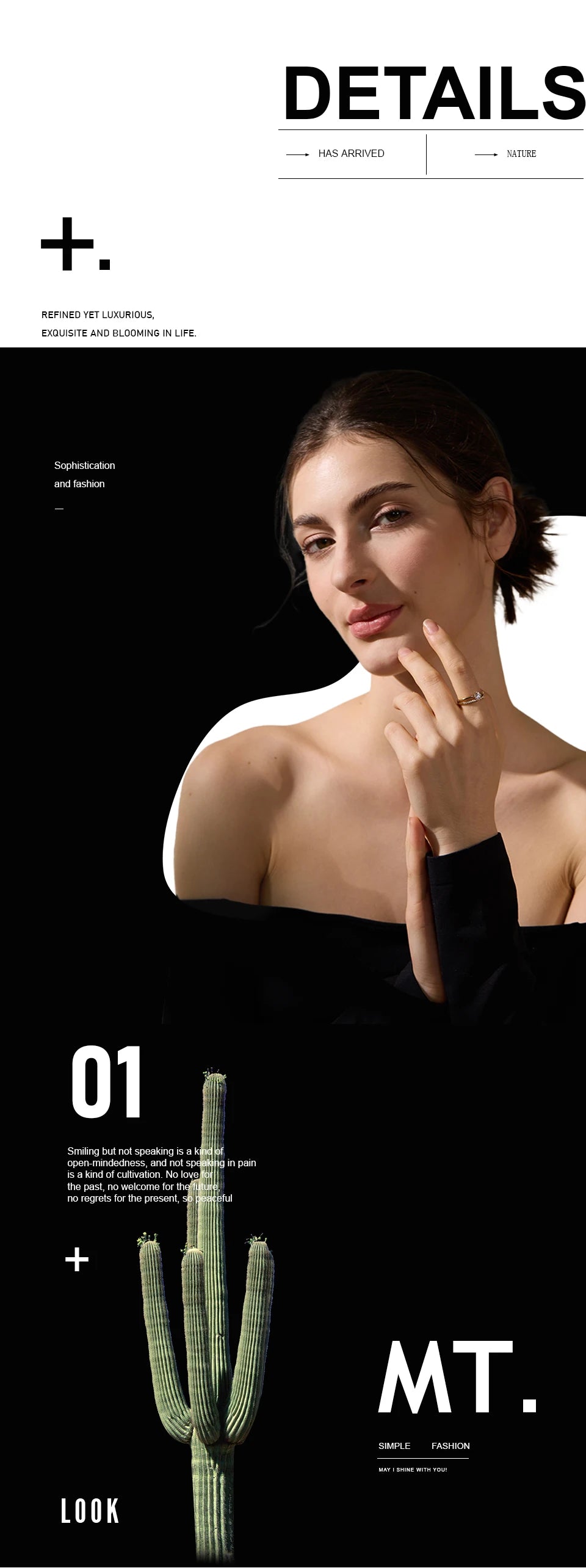 Cubic zirconia geometric layered ring in gold-plated stainless steel with cubic zirconia.