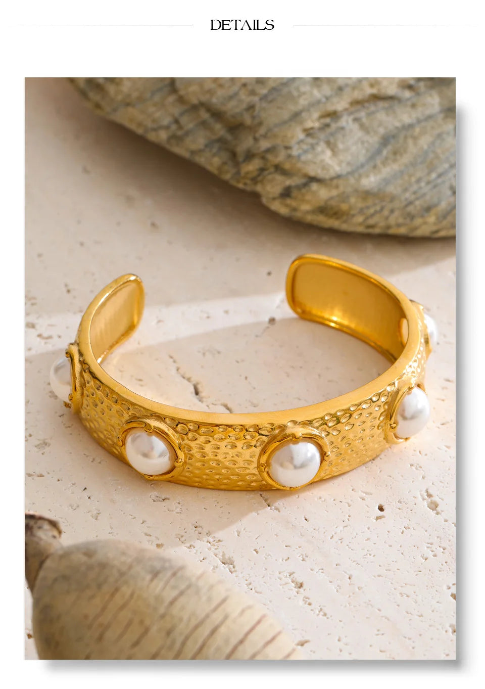 Pearl Geometric Bracelet — Gold-Plated Stainless Steel with Pearl · PS1399