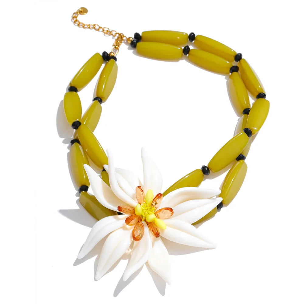 Acrylic Flower Earrings — Gold-Plated Stainless Steel with Acrylic · PS1594