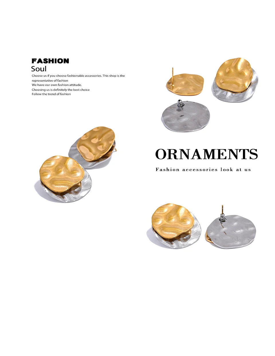 Geometric earrings in gold-plated stainless steel.