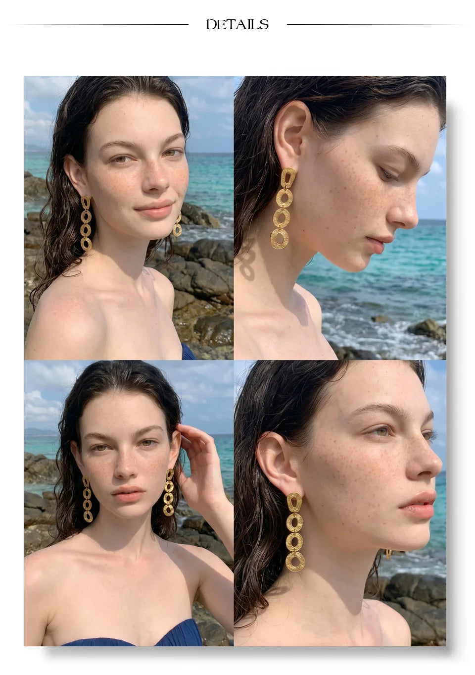 Geometric earrings in gold-plated stainless steel.