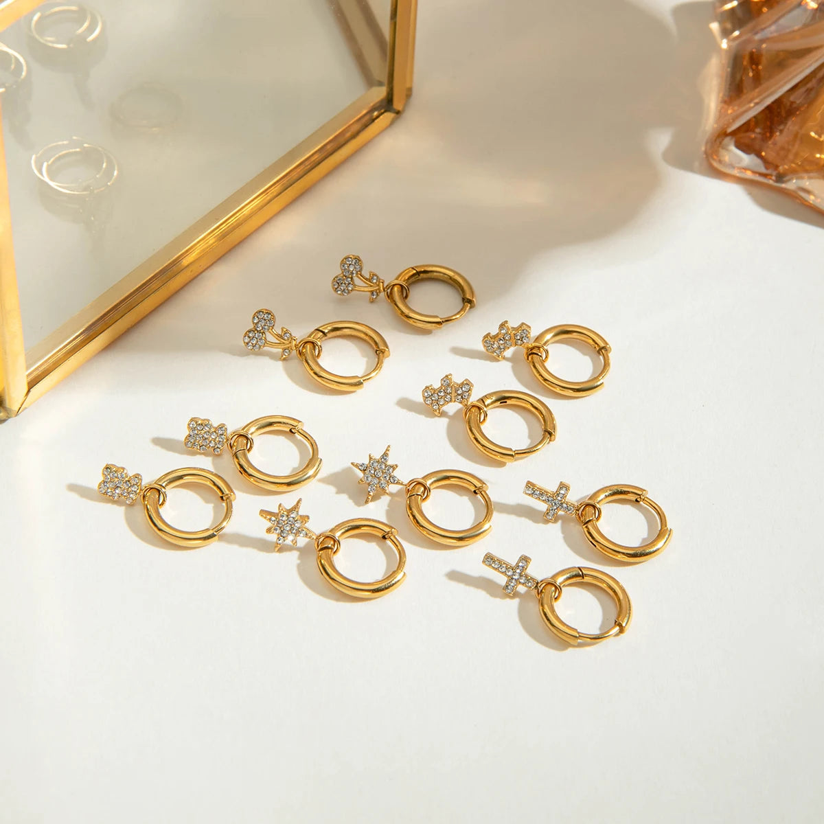 Cherry Star Cross Earrings — Stainless Steel · PS290