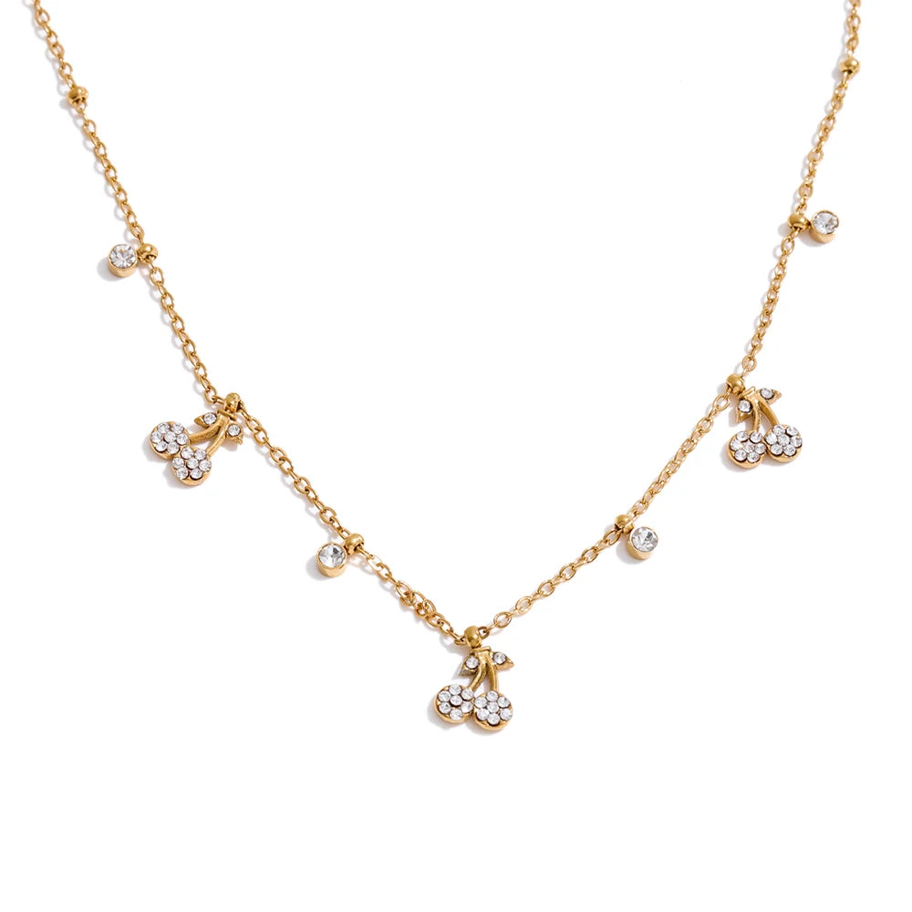 Cubic zirconia geometric necklace in gold-plated stainless steel with cubic zirconia.