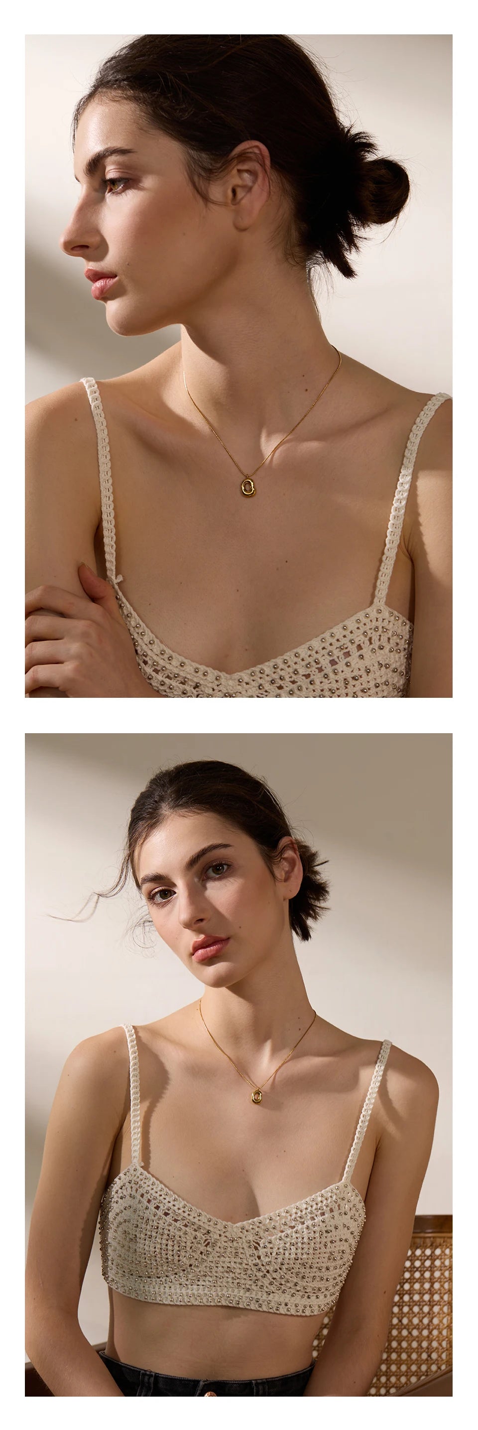 Geometric necklace in gold-plated 316L stainless steel.