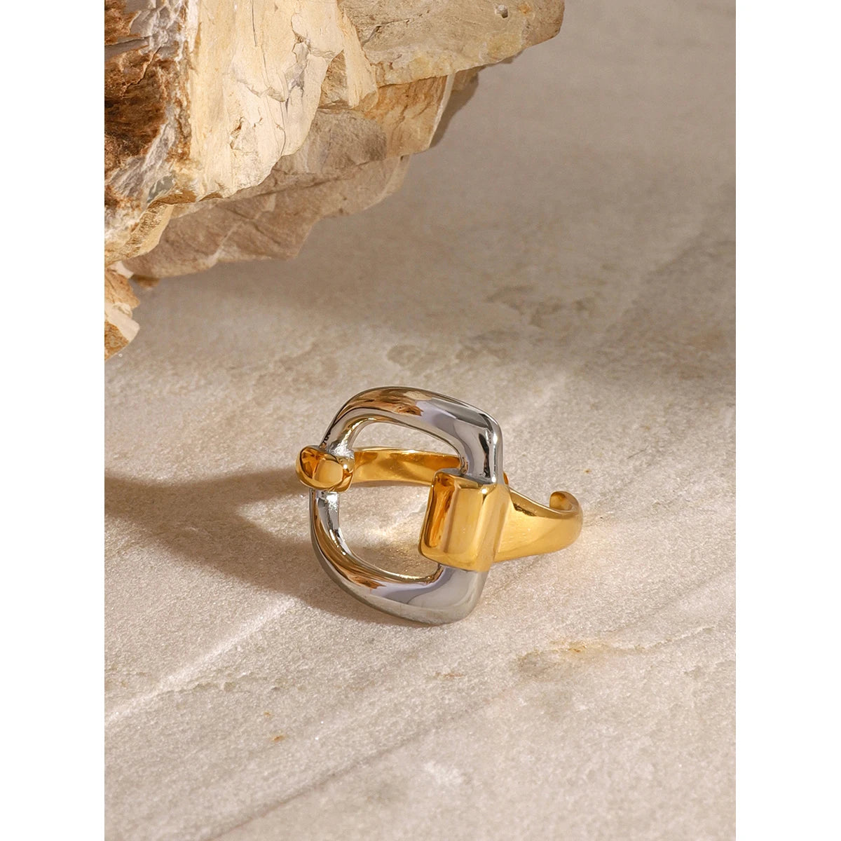 Two-Tone Heart Ring — Stainless Steel · PS272