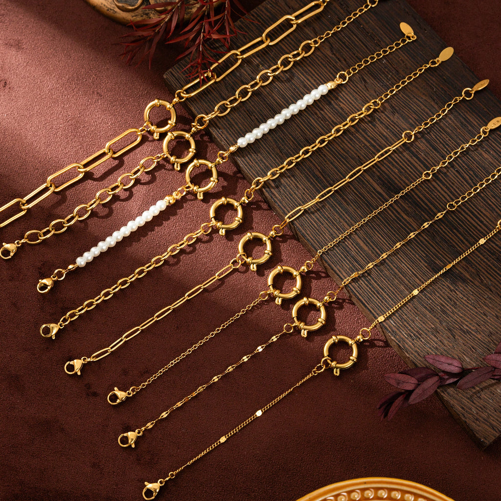 【DIY Chain】Titanium Steel Plated 18k Gold Basic Bracelet