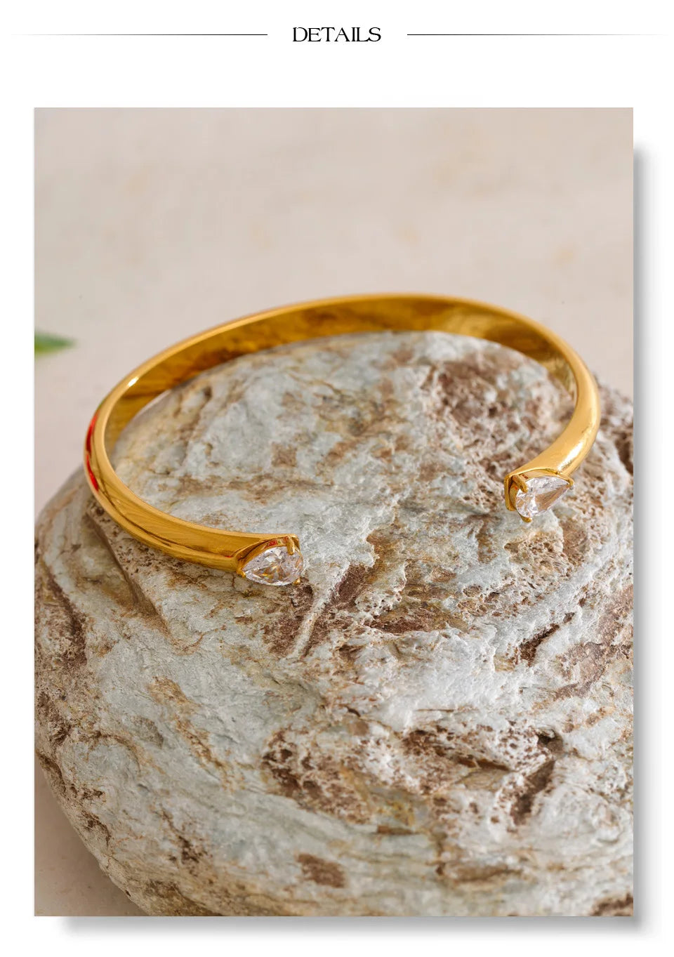Cubic Zirconia Geometric Bracelet — Gold-Plated Stainless Steel with Cubic Zirconia · PS1592