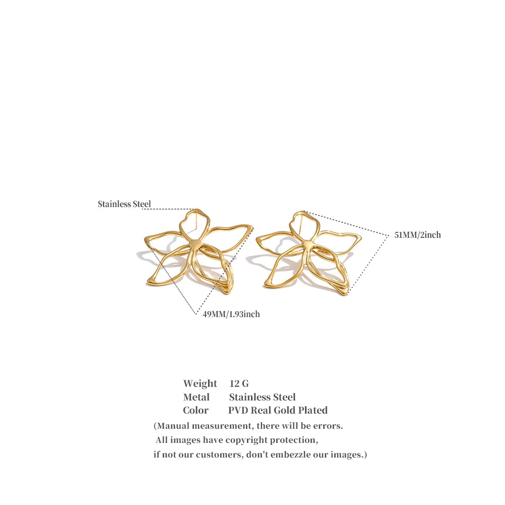 Flower Earrings — Gold-Plated Stainless Steel · PS1533