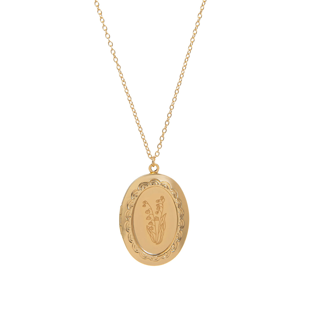 December Flower Opening and Closing Album Necklace Oval Flower Pendant Birth Flower Clavicle Chain Gold Plated Color Preserved