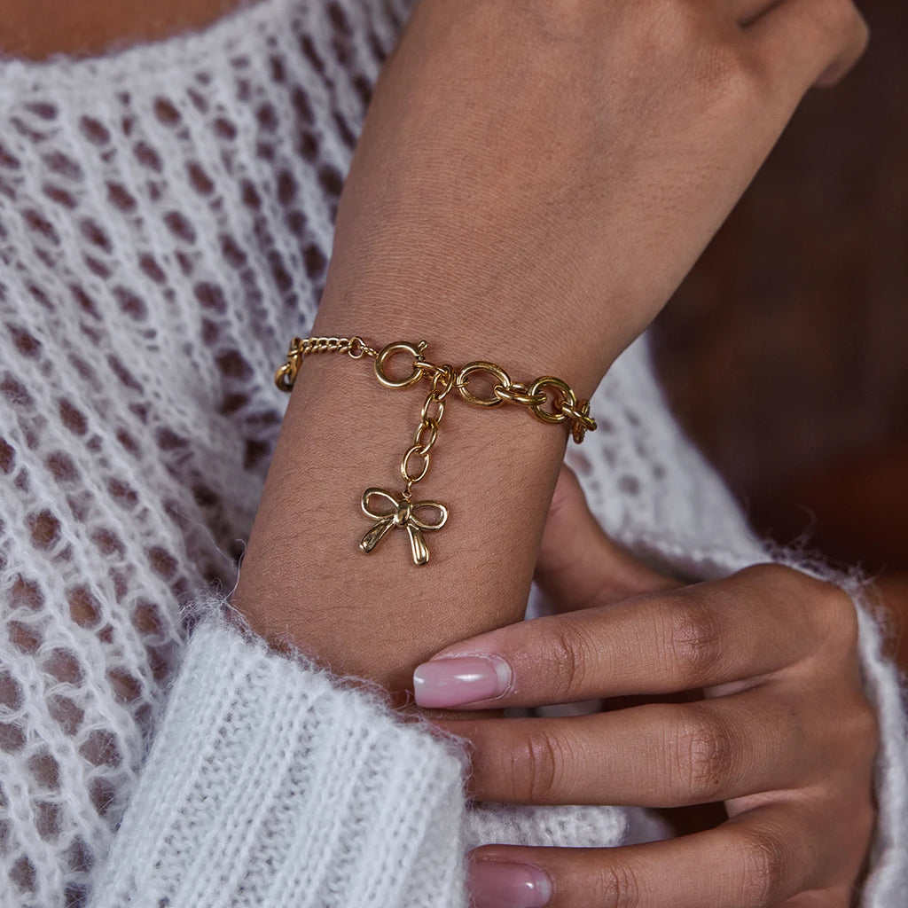 Bow Pearl Bracelet — Stainless Steel · PS282