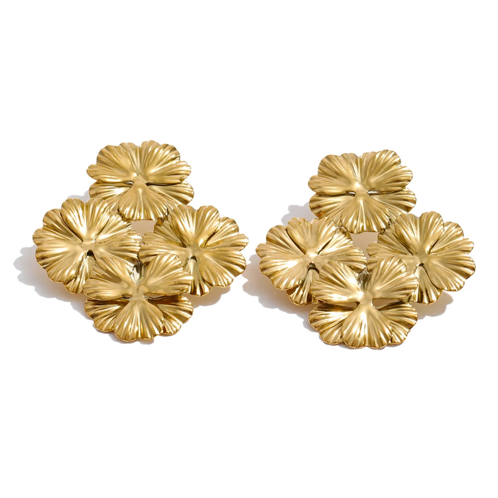 Flower Earrings — 14K Gold-Plated Stainless Steel · PS1379