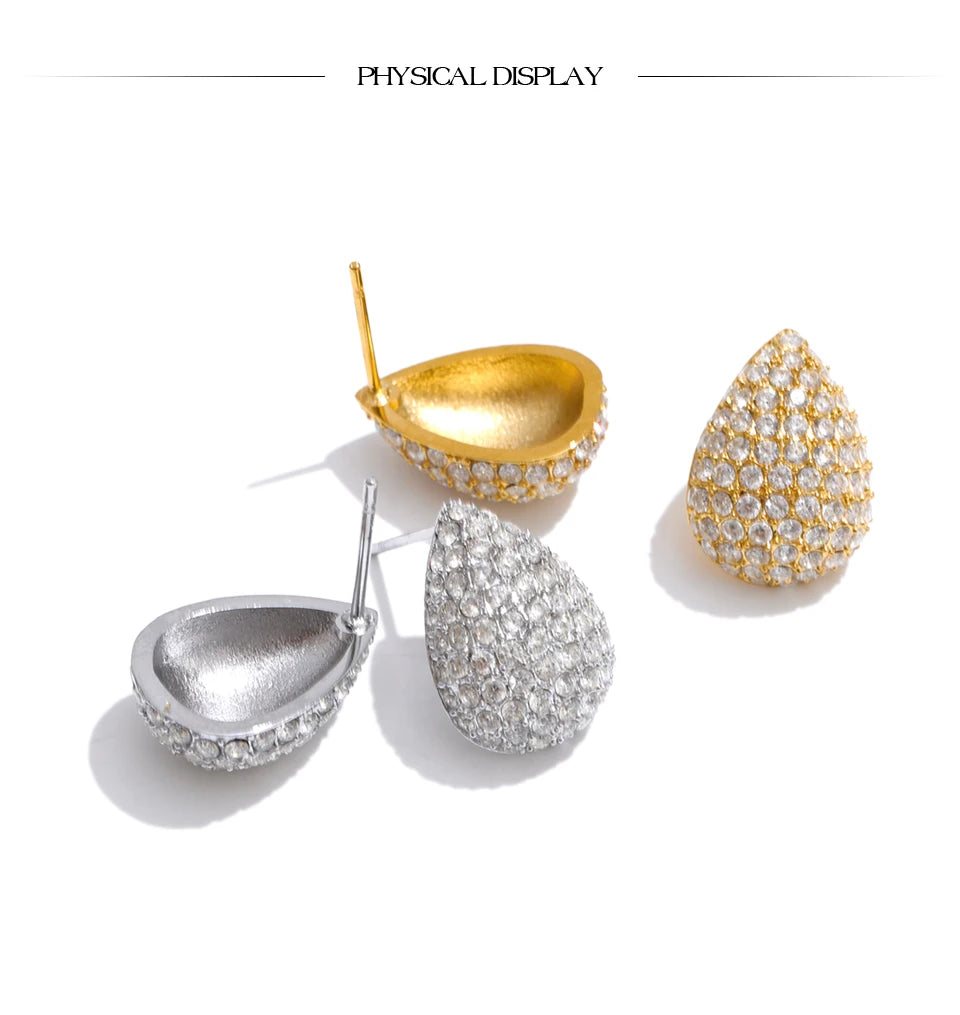 Cubic Zirconia Earrings — Gold-Plated Stainless Steel with Cubic Zirconia · PS1165