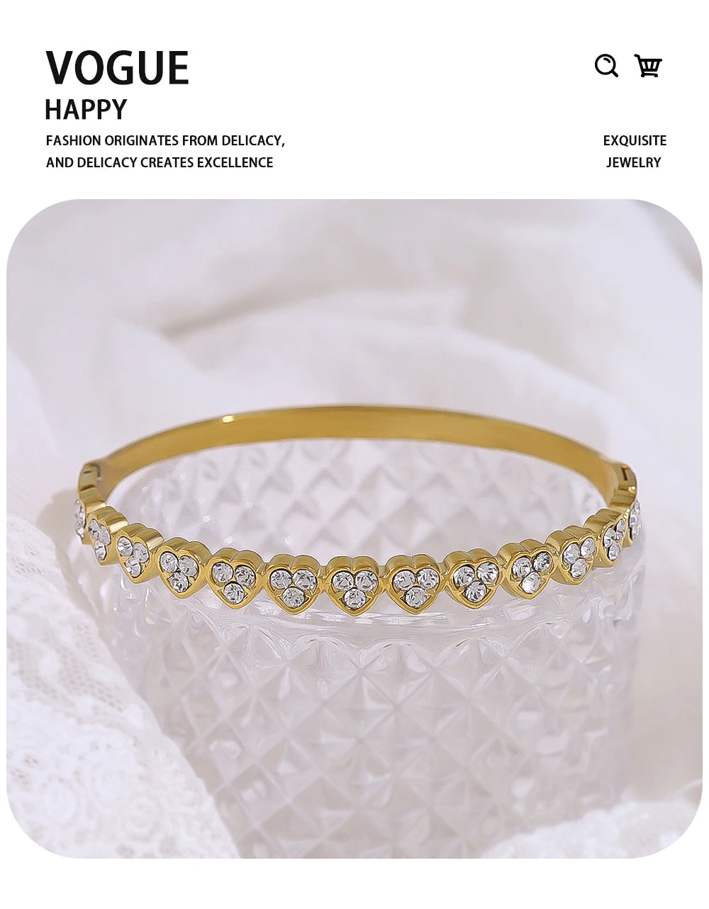 Love Heart Bangle Bracelet — 316L Stainless Steel · PS411