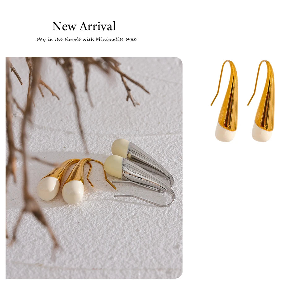 Enamel Geometric Earrings — Gold-Plated 316L Stainless Steel with Enamel · PS1605