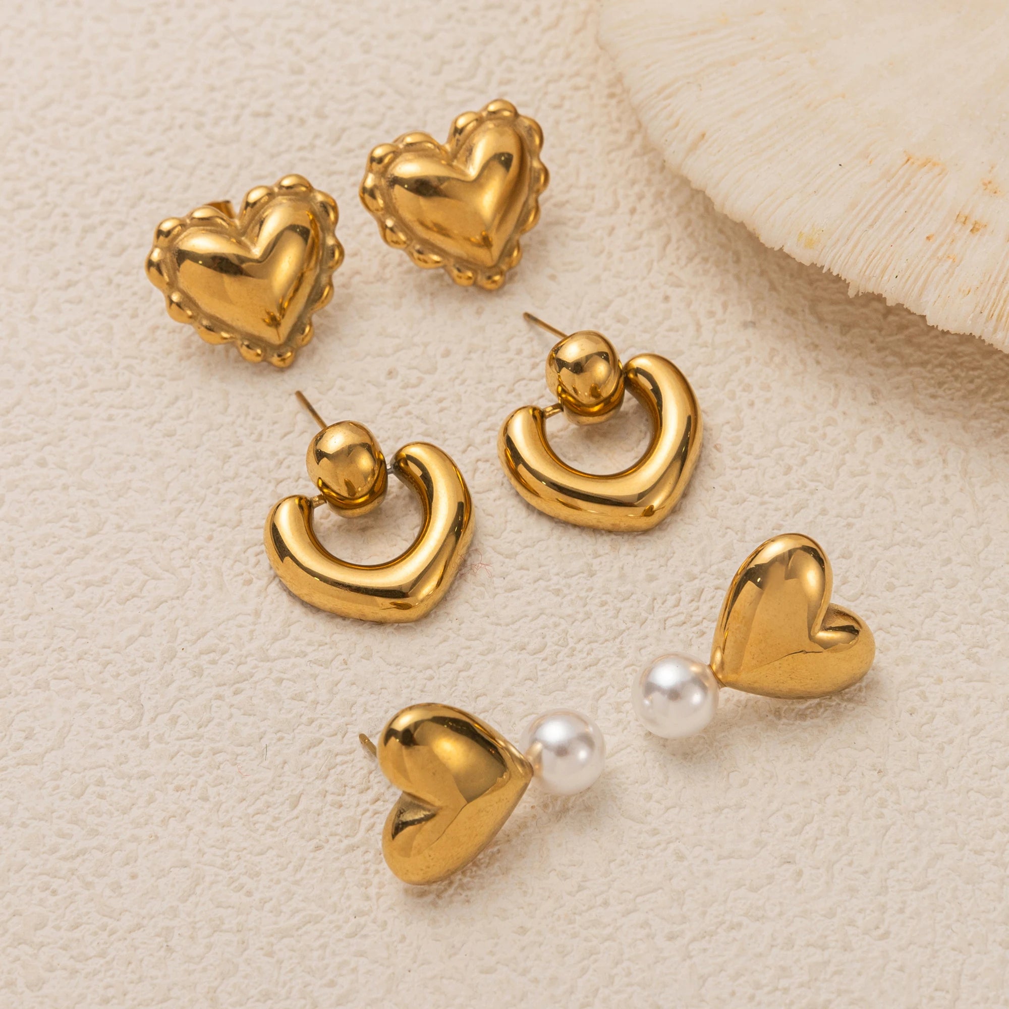Irregular Love Pearl Earstuds INS Design Trendy Gold Plated 18K Gold Color Preserved Women's Gift