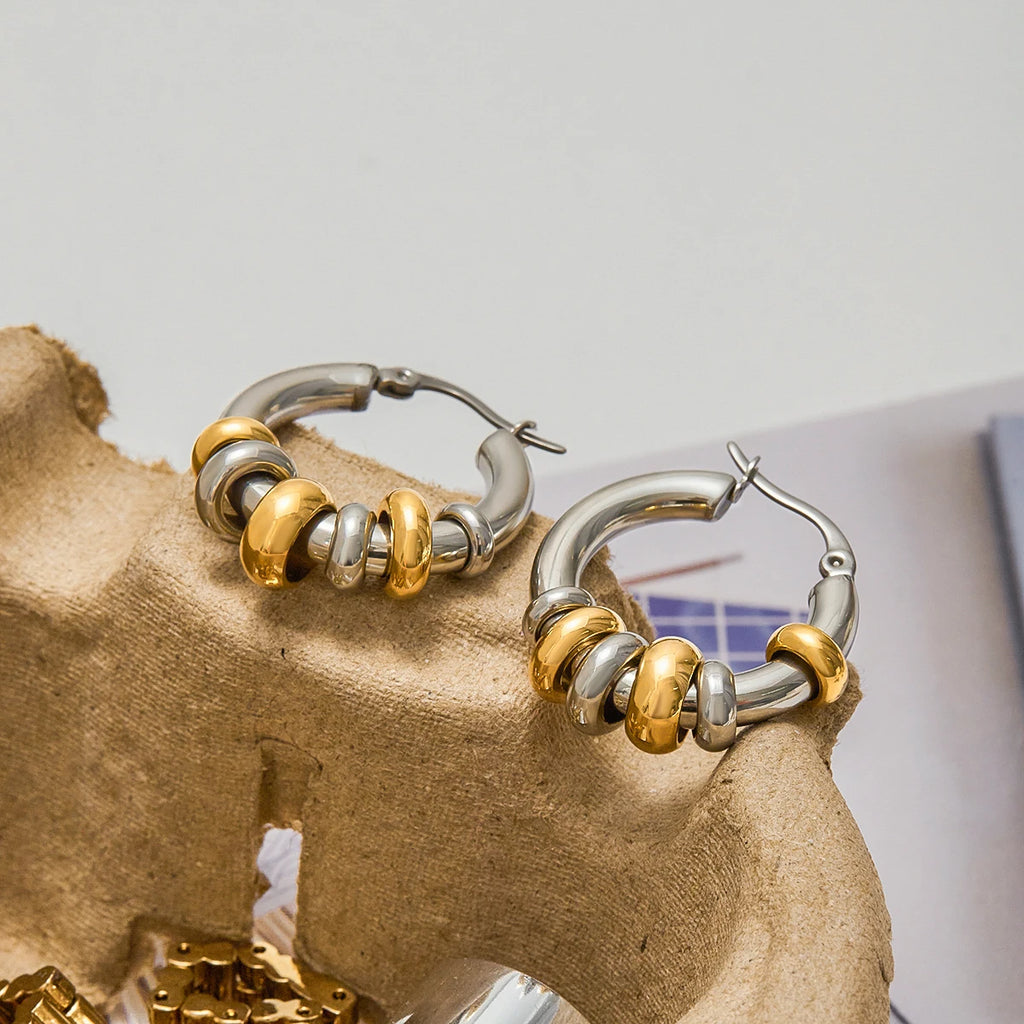 Twisted Hoop Earrings — Stainless Steel · PS089
