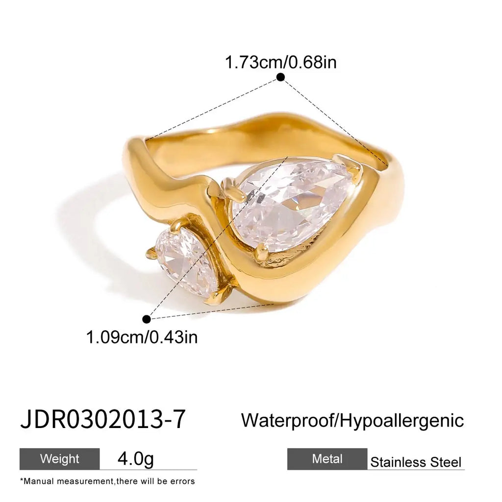 Crystal Open Ring — Stainless Steel · PS225