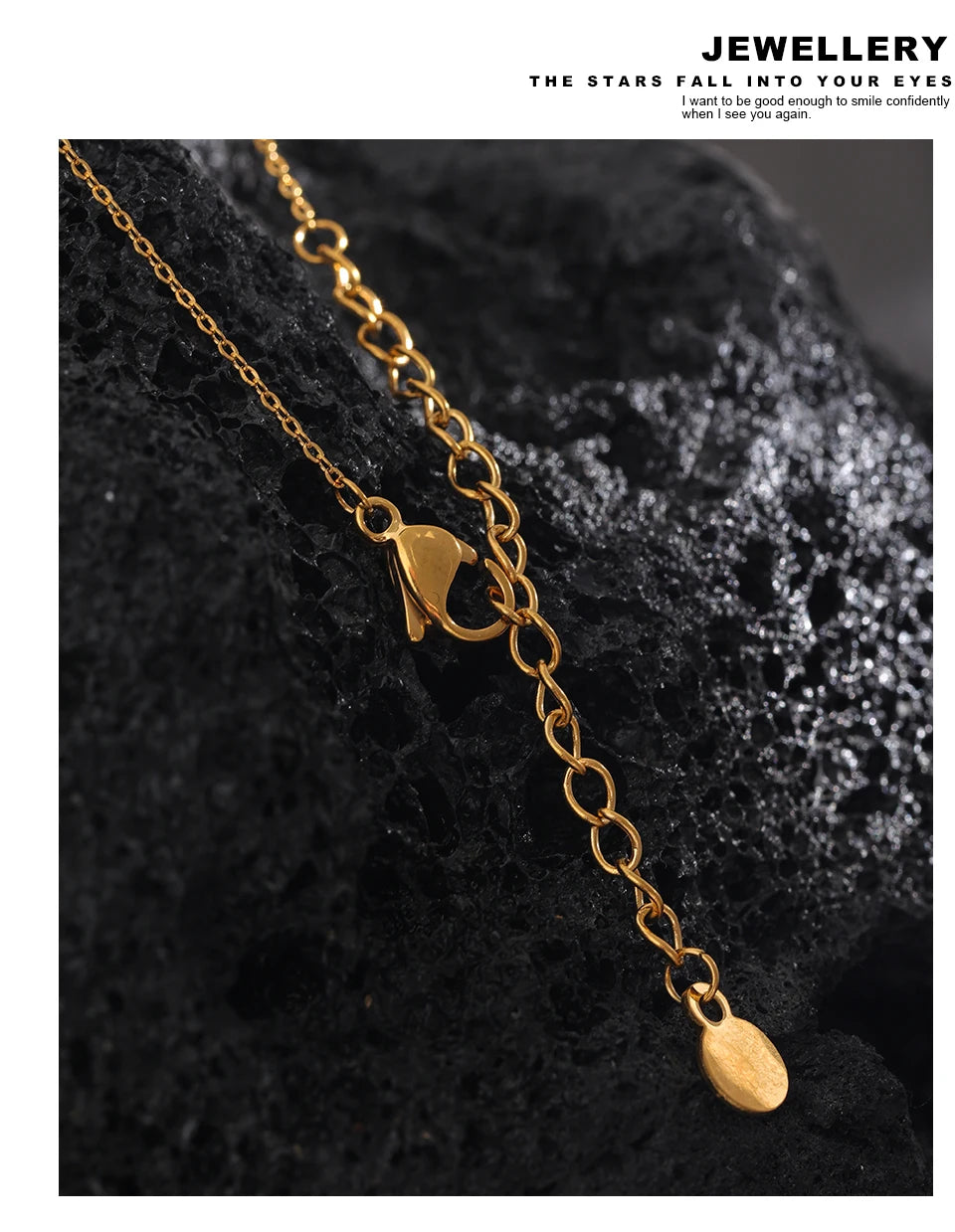 Natural stone minimalist geometric necklace in gold-plated stainless steel with natural stone.