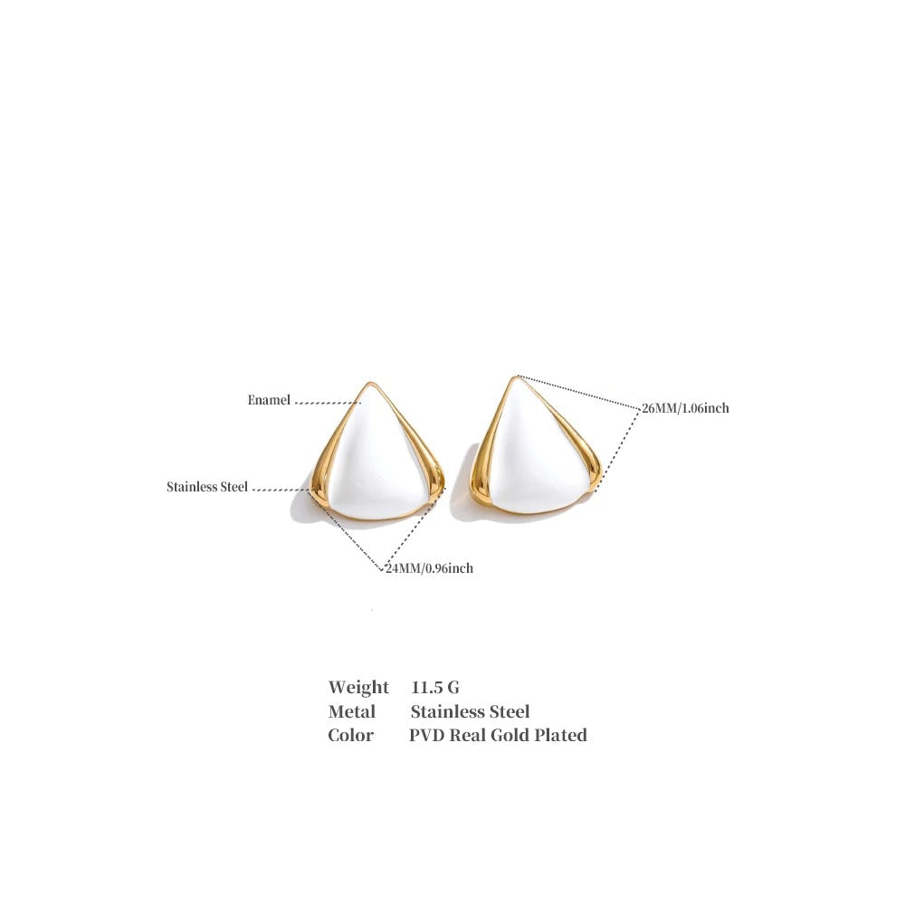 Black pearl geometric earrings in gold-plated stainless steel with pearl.