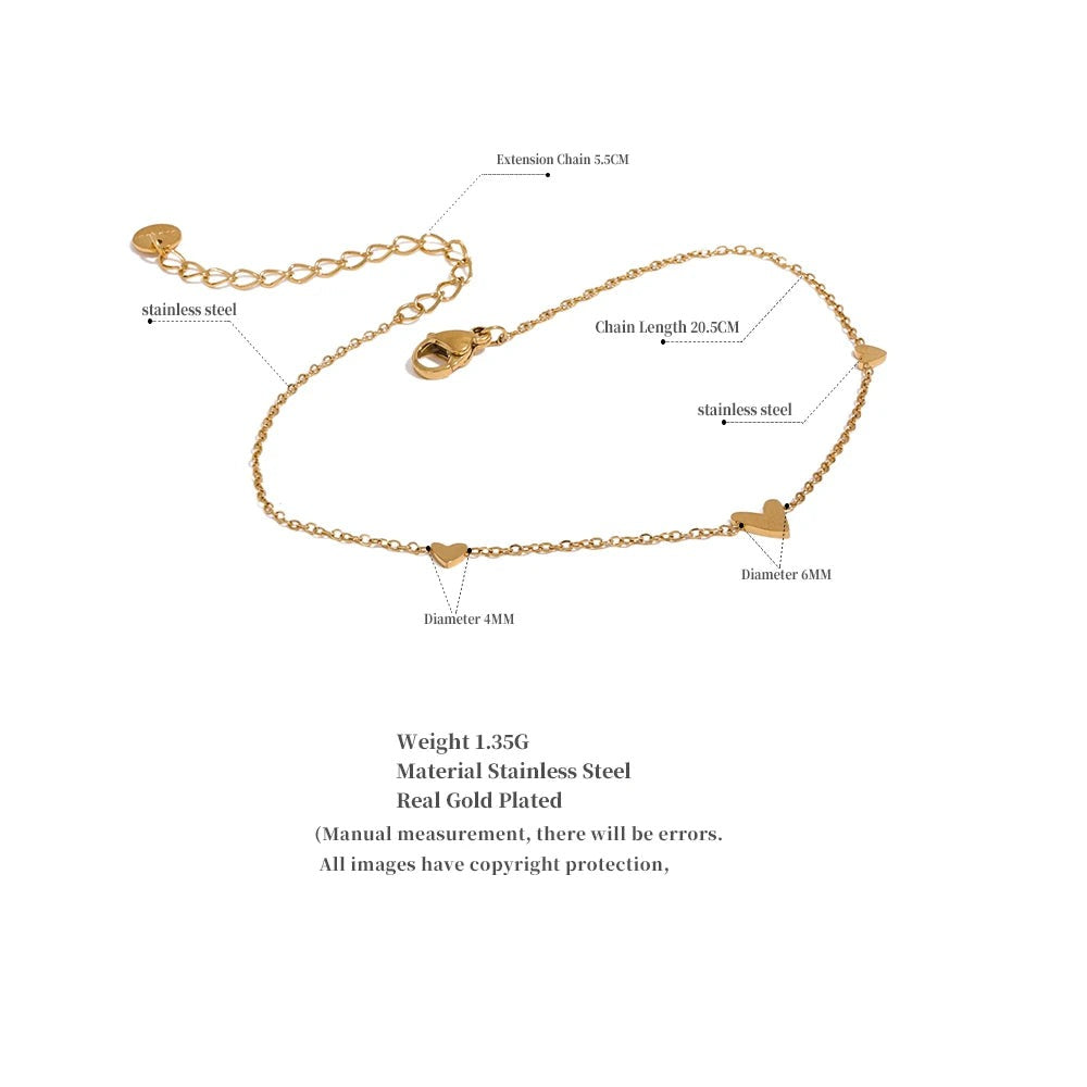 Heart Chain Anklet — Gold-Plated Stainless Steel · PS1660