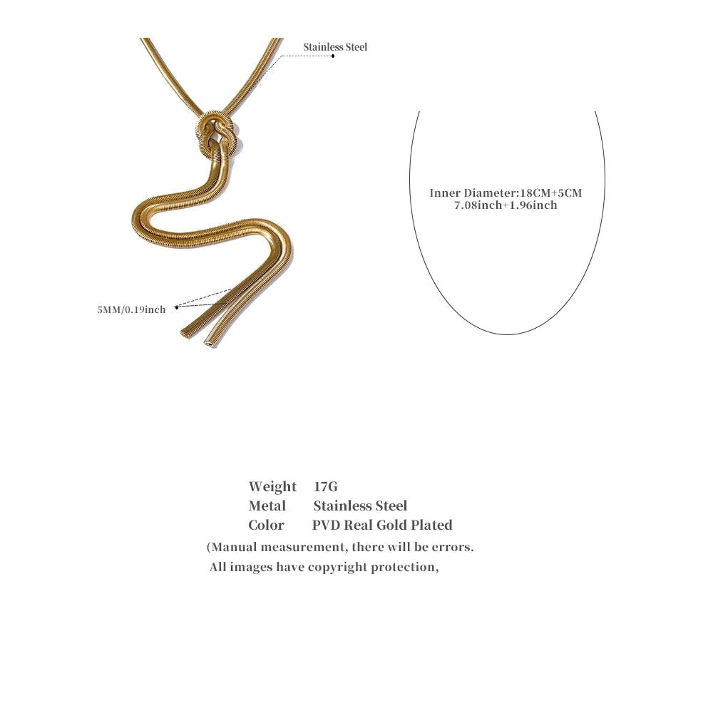 Snake geometric chain necklace in gold-plated stainless steel.