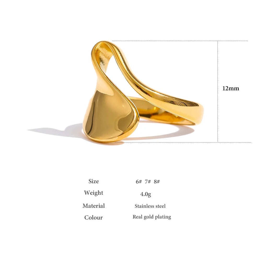 Geometric ring in 18K gold-plated 316L stainless steel.