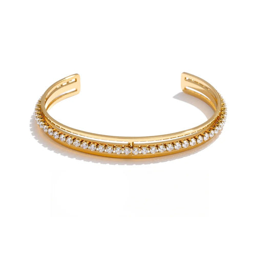 Cubic Zirconia Geometric Bracelet — Stainless Steel with Cubic Zirconia · PS1556