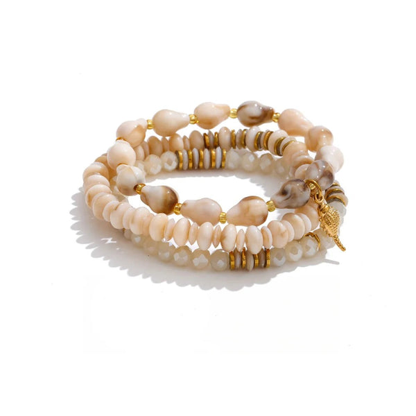 Gold-plated bracelet with resin and acrylic stones.