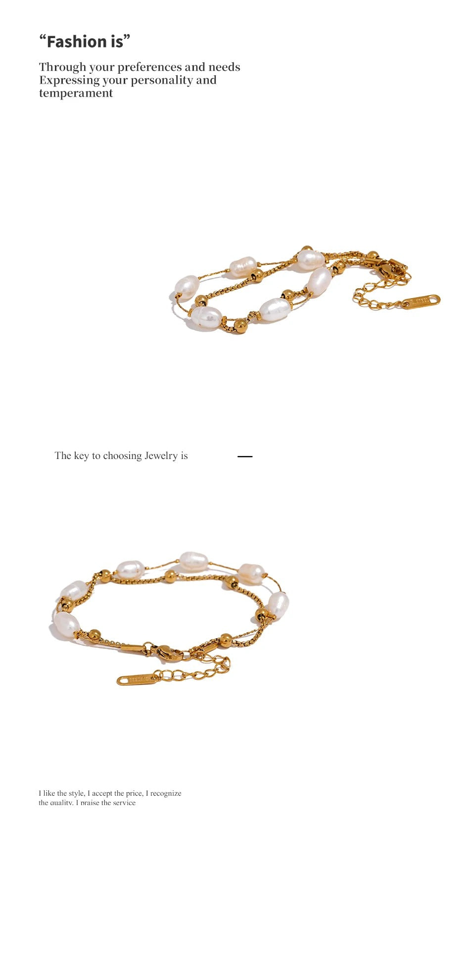Freshwater pearl geometric chain necklace in gold-plated stainless steel with freshwater pearl.