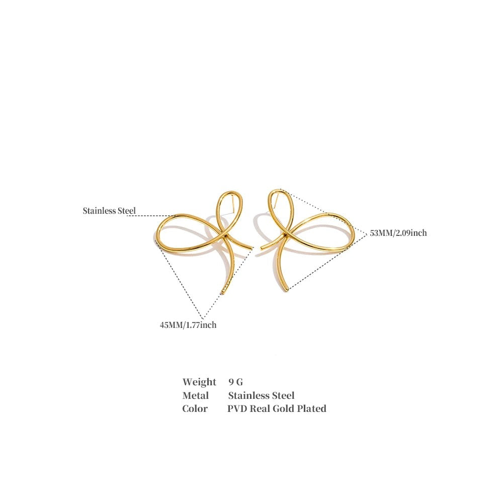 Bow Geometric Earrings — Gold-Plated Stainless Steel · PS1230