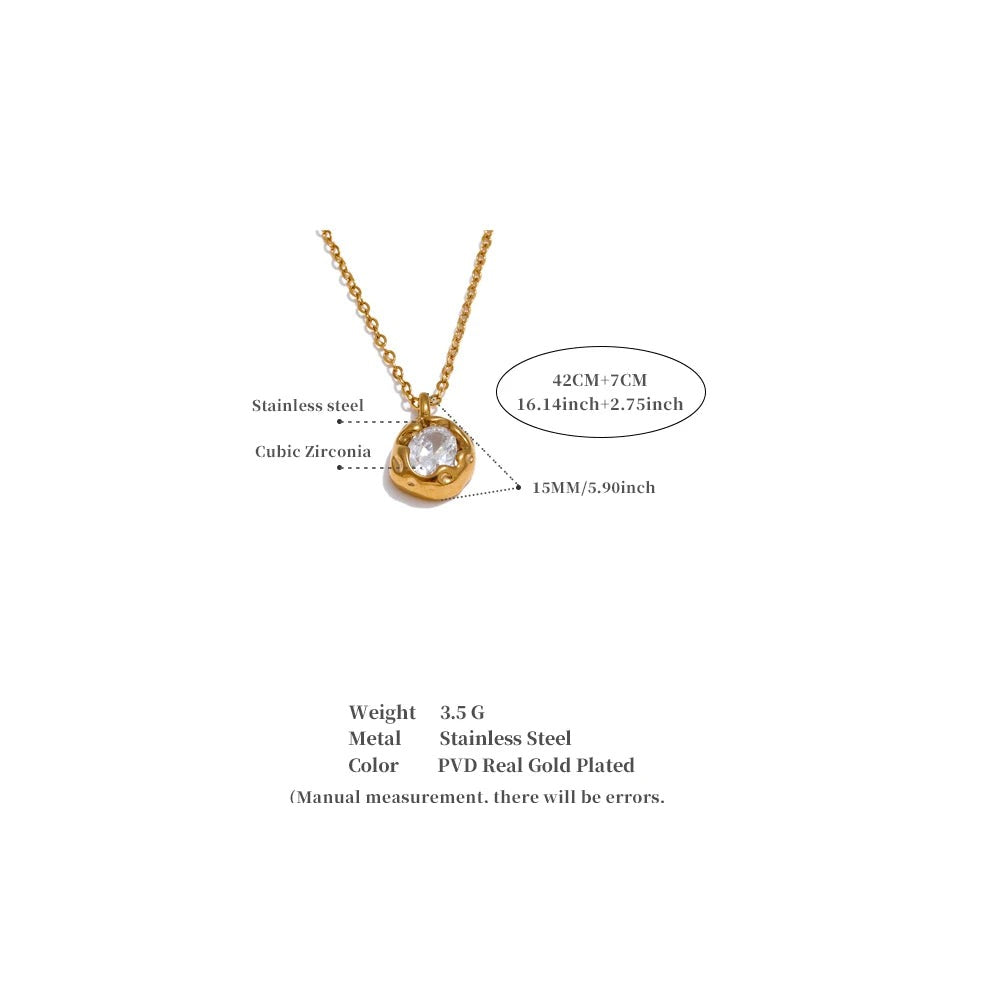 Cubic zirconia geometric necklace in gold-plated stainless steel with cubic zirconia.