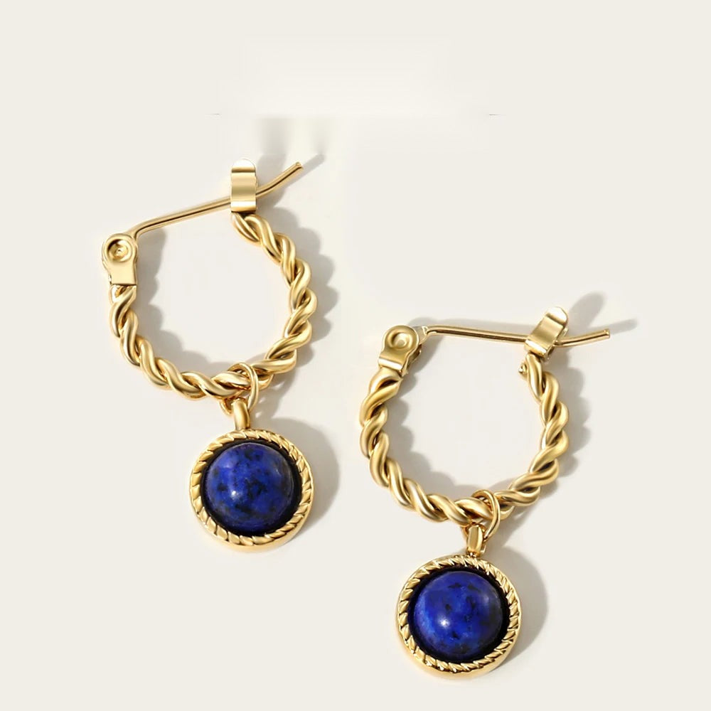 Lapis Lazuli Opal Drop Earrings — 316L Stainless Steel · PS436