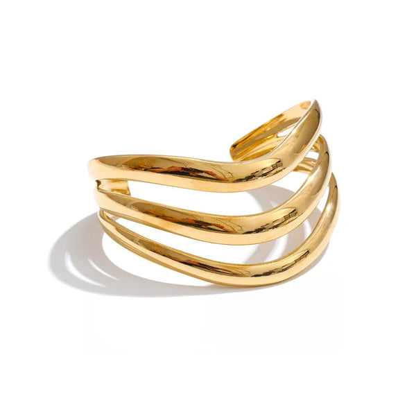 Geometric Layered Bracelet — Gold-Plated Stainless Steel · PS1561