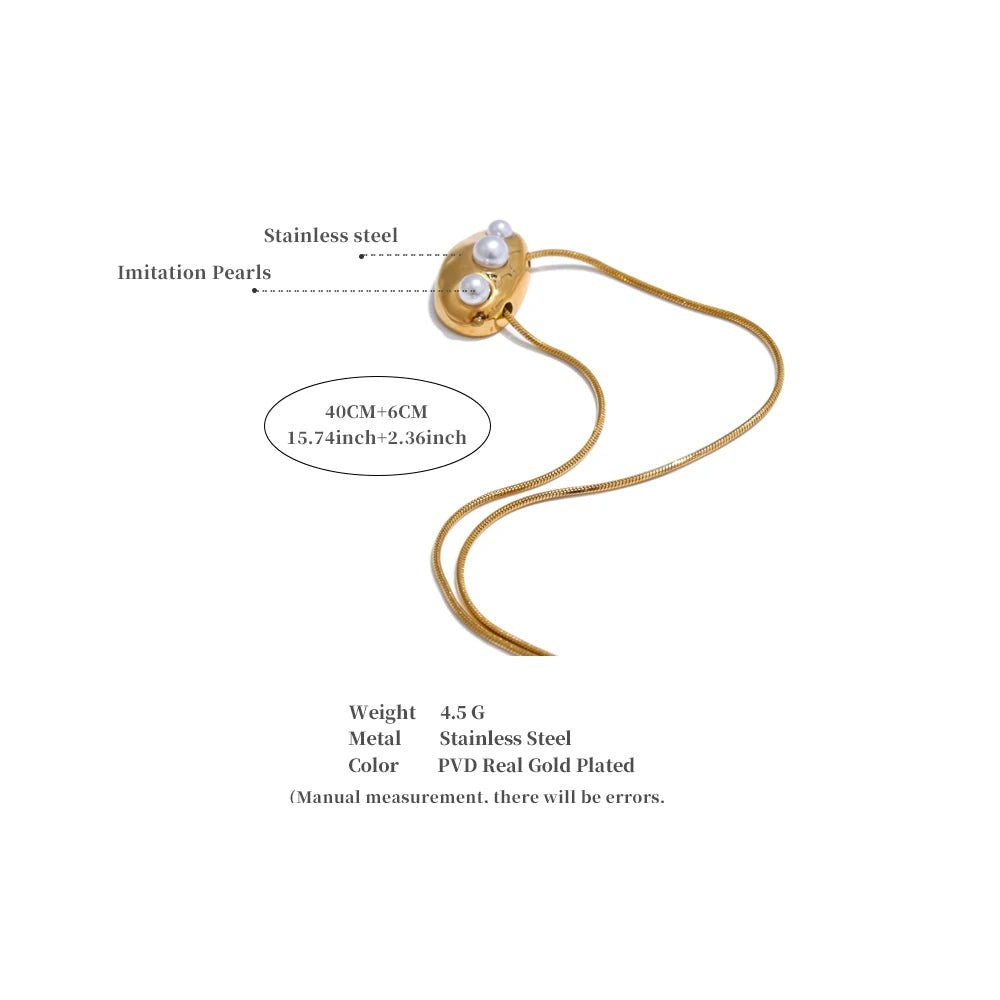 Pearl geometric necklace in gold-plated stainless steel with pearl.