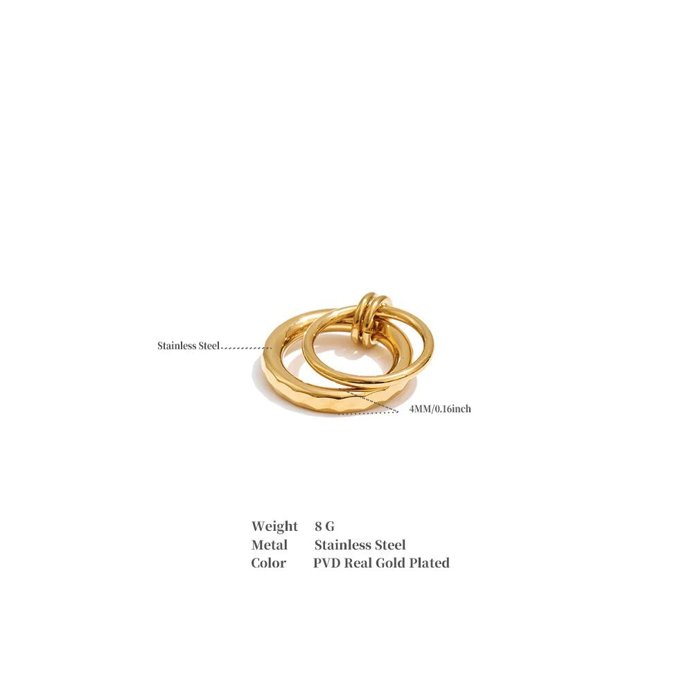 Geometric ring in 18K gold-plated stainless steel.