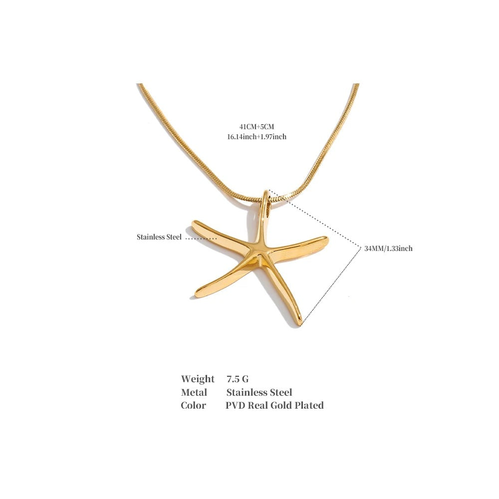 Star geometric necklace in gold-plated stainless steel.