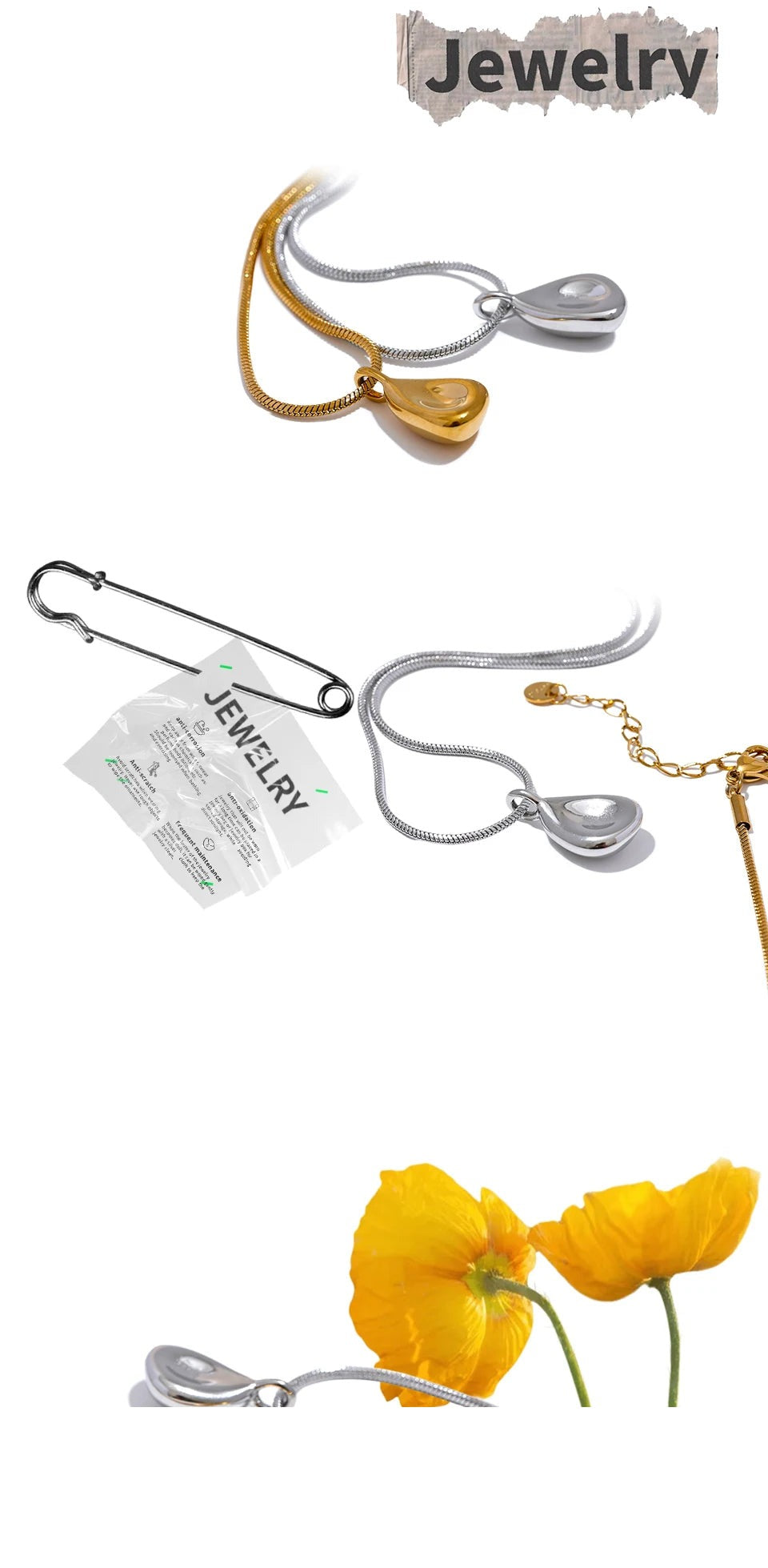 Geometric necklace in gold-plated 316L stainless steel.