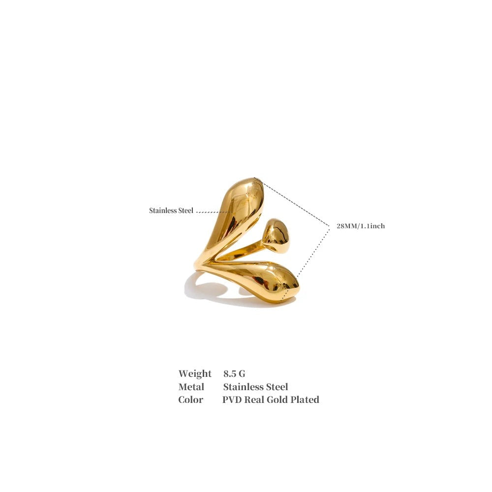 Geometric ring in gold-plated stainless steel.