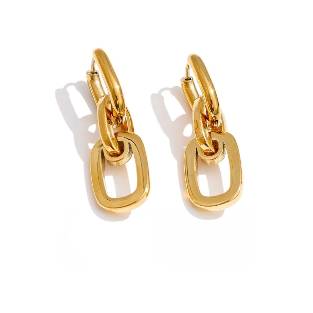 Gold-plated stainless steel earrings with a large chain link design.