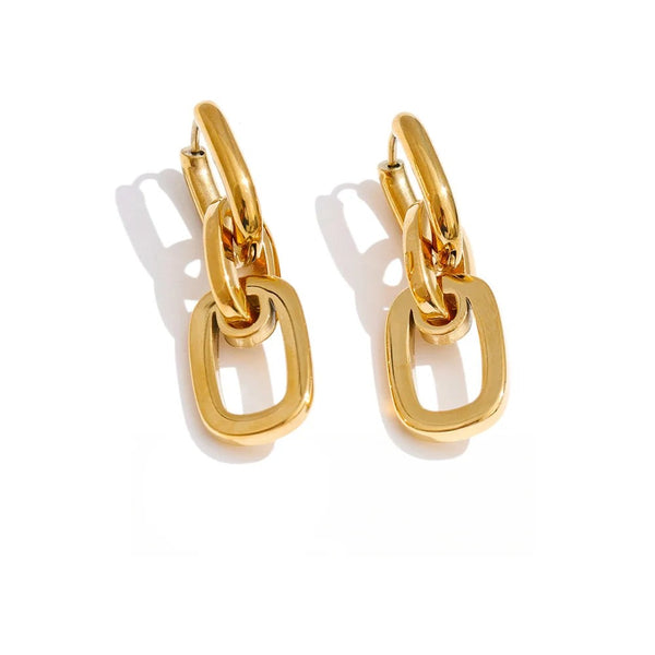 Gold-plated stainless steel earrings with a large chain link design.
