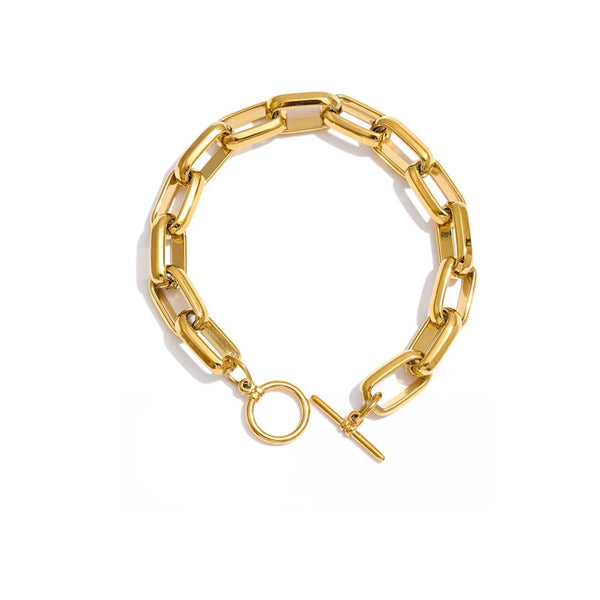 Geometric Chain Bracelet — Gold-Plated Stainless Steel · PS1157