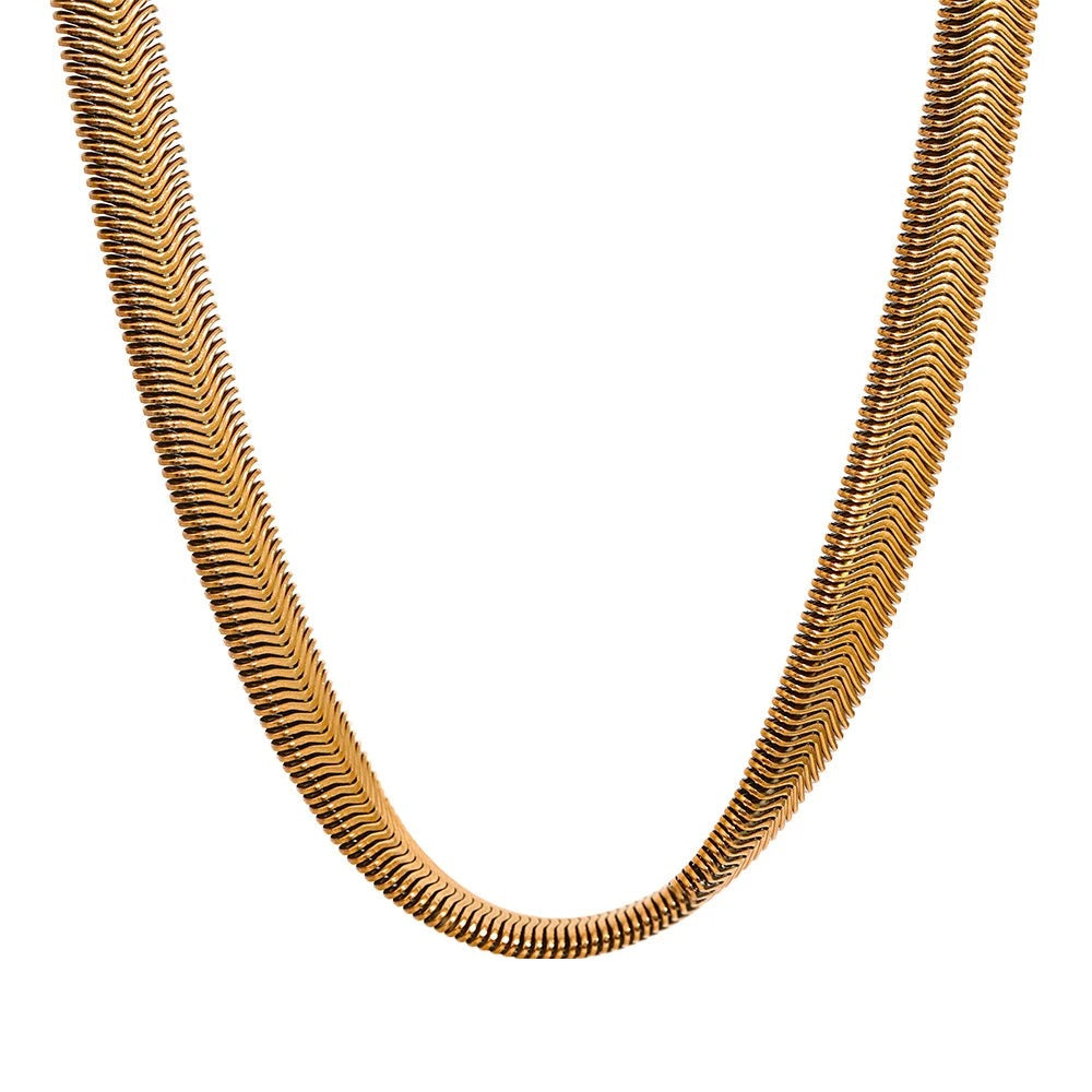Gold-plated stainless steel necklace with a twisted chain design.