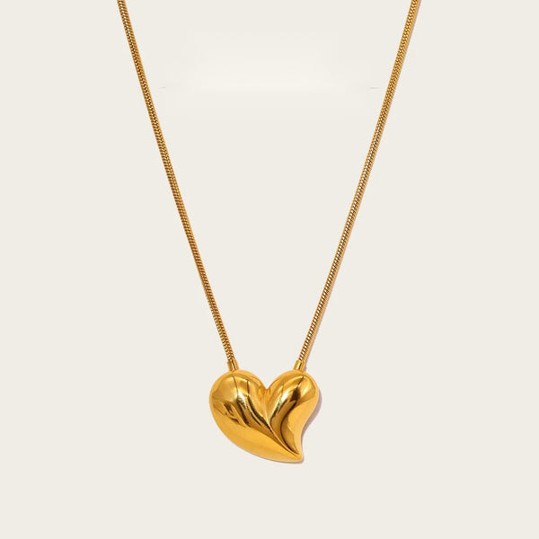 Irregular Heart Pendant Necklace Glossy — 316L Stainless Steel · PS401