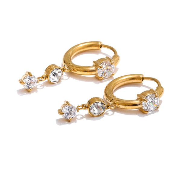 Gold-plated stainless steel earrings with cubic zirconia.