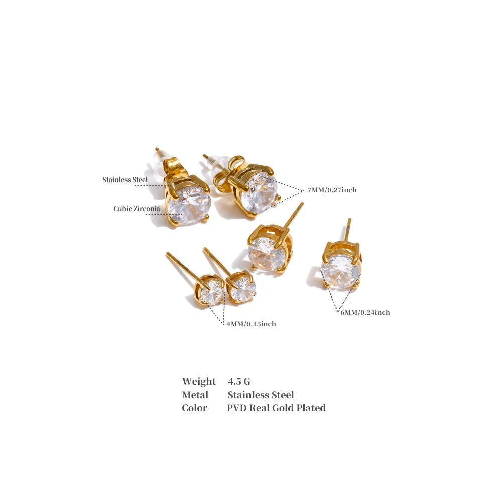 Cubic zirconia geometric earrings in gold-plated stainless steel with cubic zirconia.