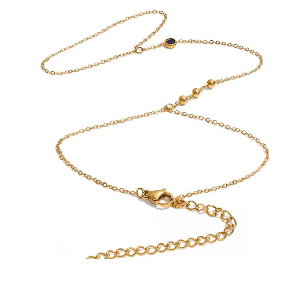 Cubic Zirconia Pearl Geometric Bracelet — Gold-Plated Stainless Steel with Pearl and Cubic Zirconia · PS1349