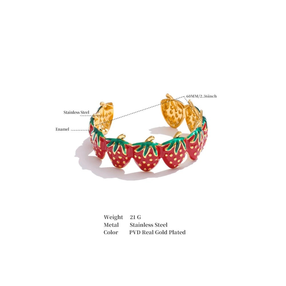 Red Enamel Multi-Color Bracelet — Gold-Plated Stainless Steel with Enamel · PS1601