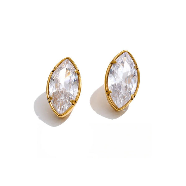 Cubic Zirconia Geometric Earrings — Gold-Plated Stainless Steel with Cubic Zirconia · PS1344