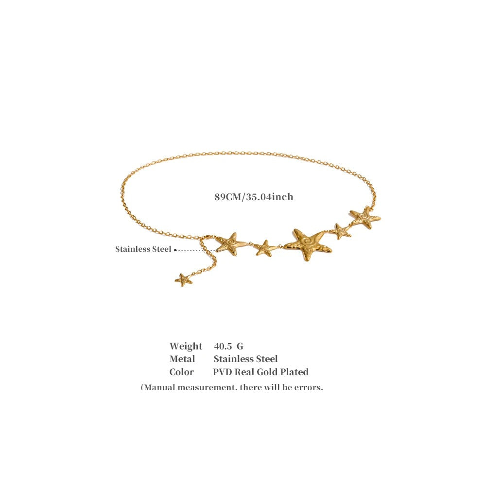 Star chain necklace in gold-plated stainless steel.