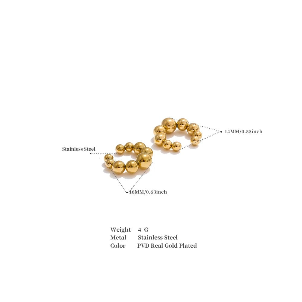 Beaded Geometric Earrings — Gold-Plated 316L Stainless Steel · PS2155